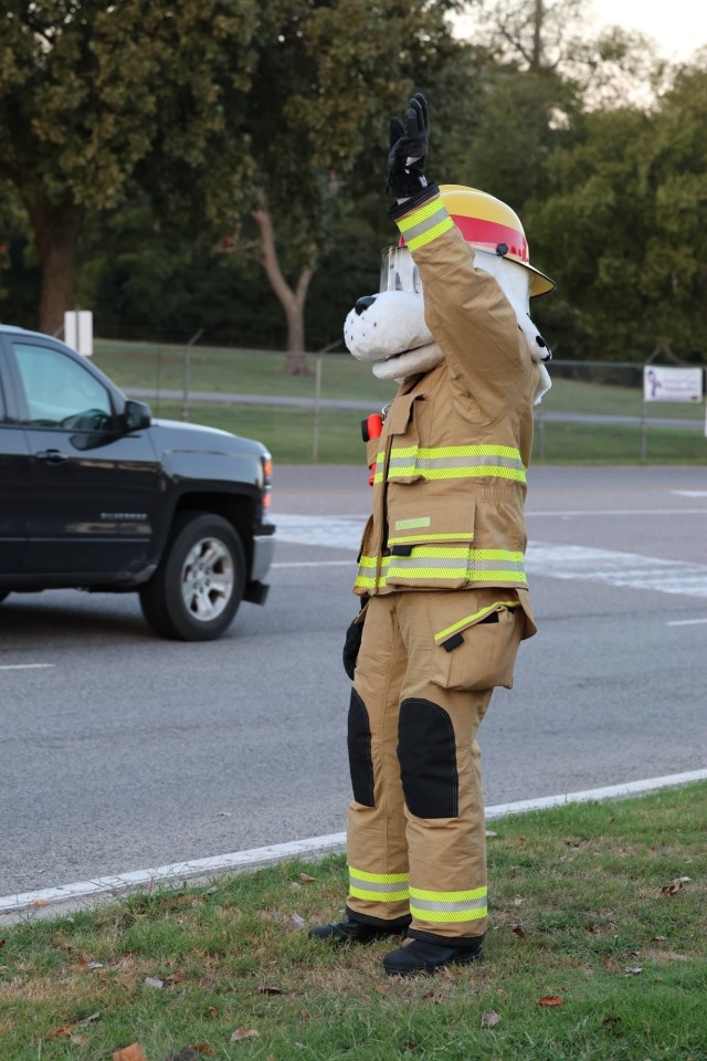 Sparky reminds motorists about fire prevention