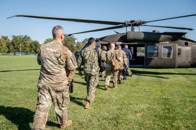 Members of Joint Task Force-National Capital Region participate in Exercise Ambitious Guardian 2023 at Ft. McNair, Washington, D.C., Sept. 14, 2023.