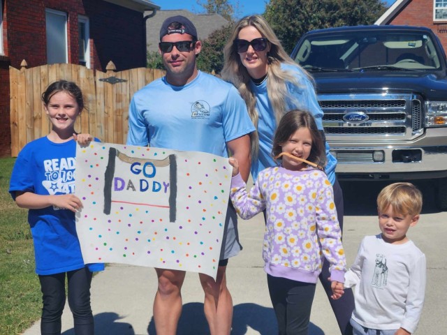 Unable to travel to Washington D.C., AvMC Ten-Miler team member Stephen Shorey completes the mission and runs his 10 miles at home, while his family cheers him on.