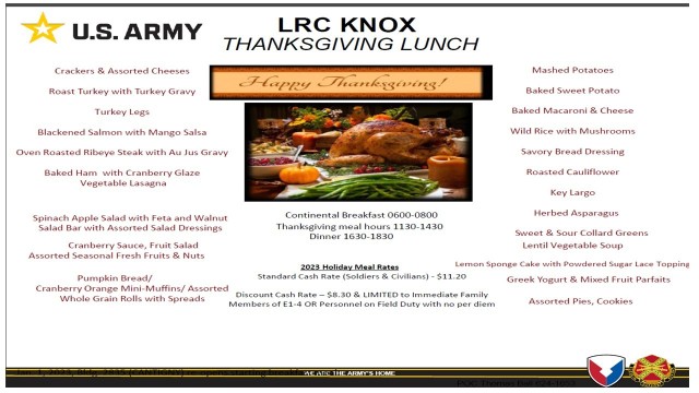 Thanksgiving meal menu