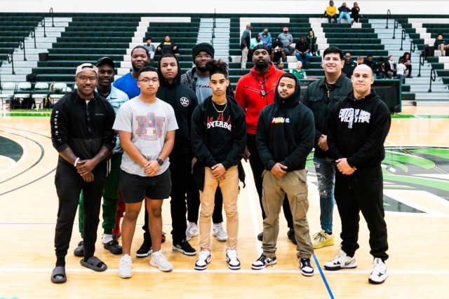 Fort Novosel Men’s Basketball team supports All-Army Basketball vs. Enterprise State Community College exhibition match.