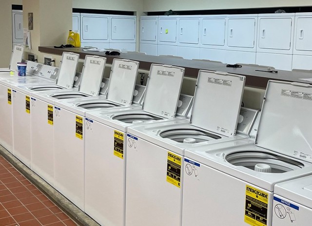 FORT DETRICK, Md. – Dozens of brand-new washers and dryers were installed in the Warrior Zone for Soldiers living in the barracks here. It is one of many upgrades to facilities and common areas that will benefit unaccompanied Soldiers living in the barracks. 