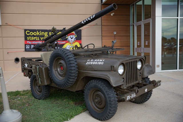 This jeep was a visitor favorite due to the large canon mounted on it. (U.S. Army photo by Blair Dupre, Fort Cavazos Public Affairs)