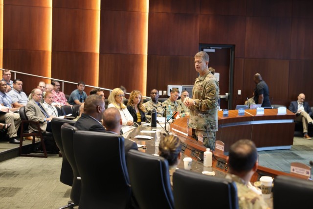 Lt. Gen. James B. Jarrard, U.S. Army Pacific deputy commanding general, provides opening remarks to commence USARPAC’s third annual Artificial Intelligence/Machine Learning Summit in the Frederick C. Weyand Command Center on Fort Shafter,...