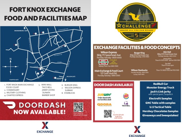 Fort Knox Exchange facilities, restaurants extend hours for National Raider Challenge 2023