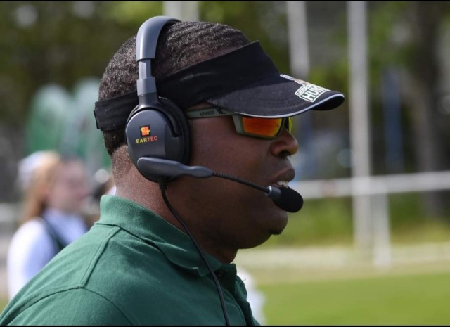 Torrance Brown coaches the Heidelberg Hunters, a team playing American football in Germany.