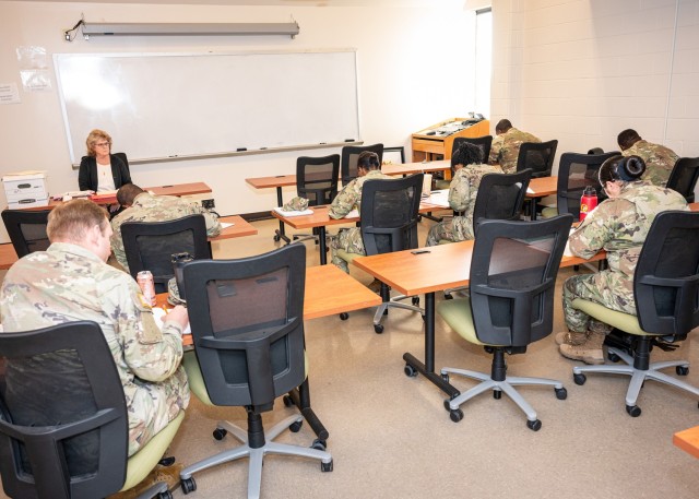 Students attend a Basic Skills Education Program class Monday at the Truman Education and Personnel Testing Center.