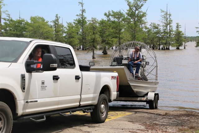 Lake staff prepare for a gator hunt on Lake B.A. Steinhagen,  located midway between Jasper and Woodville, Texas, in the heart of the East Texas Pineywoods.  Lake levels in this  part of Texas were hardly impacted by the recent drought conditions...