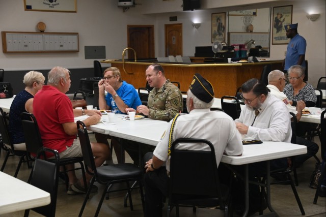 U.S. Army Yuma Proving Ground Commander Col. John Nelson speaks with attendees at American Legion Post #19&#39;s annual POW/MIA Remembrance Ceremony on September 14, 2023. Nelson served as keynote speaker at the event.