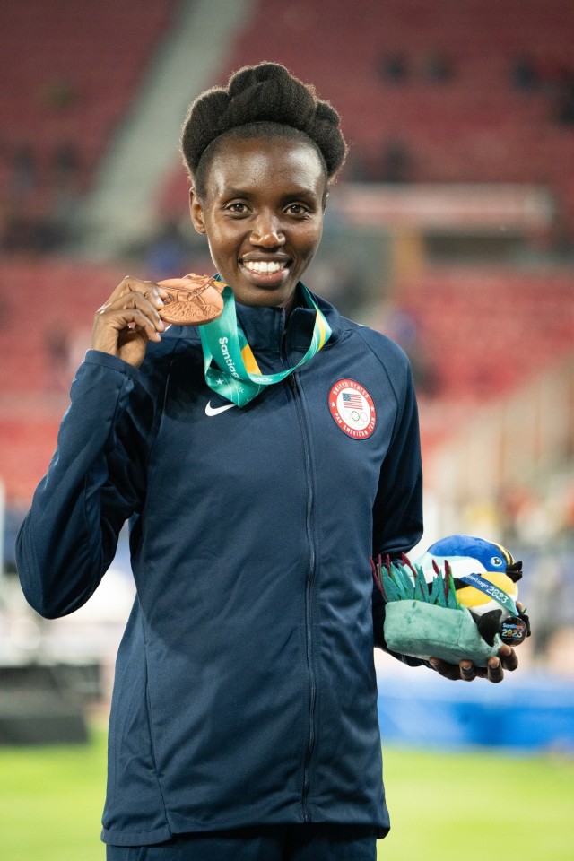 Sgt. Ednah Kurgat wins the bronze medal in the women&#39;s 10,000-meter run at the Pan American Games