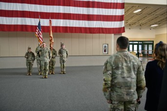 HUNTER ARMY AIRFIELD, Ga. – Command Sgt. Maj. Ryan Reichard relinquished responsibility of Hunter Army Airfield to Command Sgt. Maj. Keiven Favor during...