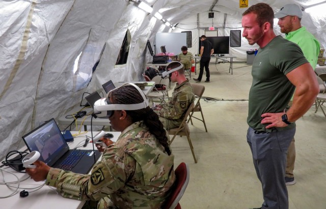 Army DEVCOM C5ISR Center personnel research the Mobile and Survivable Command Posts project during Network Modernization Experimentation 23 at Joint Base McGuire-Dix-Lakehurst, N.J., in September 2023. 