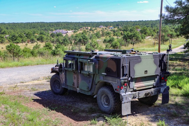 Army DEVCOM C5ISR Center personnel research the Modular Radio Frequency project during Network Modernization Experimentation 23 at Joint Base McGuire-Dix-Lakehurst, N.J., in September 2023.