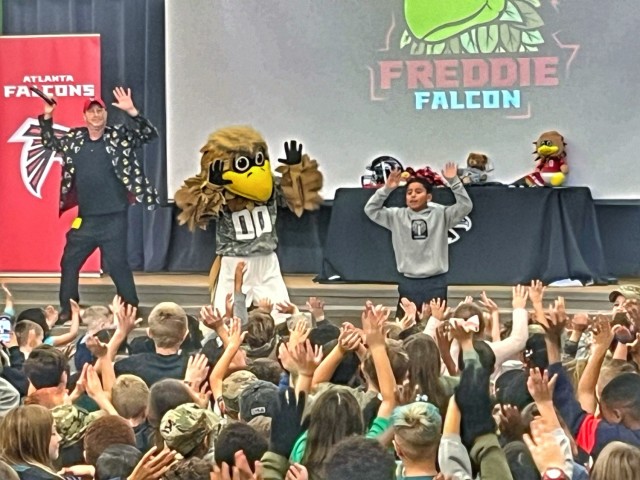 Freddie Falcon flies in to on-post school to teach life lessons