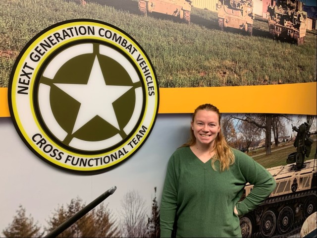 Next Generation Combat Vehicles Cross-Functional Team employee Brianna Hemwall is a Department of the Army Civilian and a captain in the Michigan National Guard. 