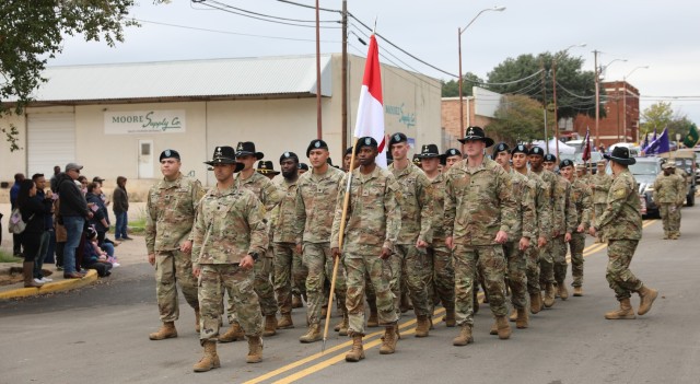 Soldiers of the 3d Cavalry Regiment lead the Veterans Day parade Nov. 11, 2023, in downtown Killeen.  The 2023 Killeen Veterans Day parade boasted more than 200 participants and covered more than two miles as it made its way through downtown...