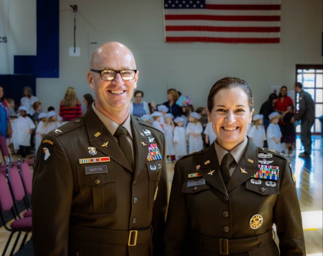 Redstone dual military couple featured during Veterans Day assembly
