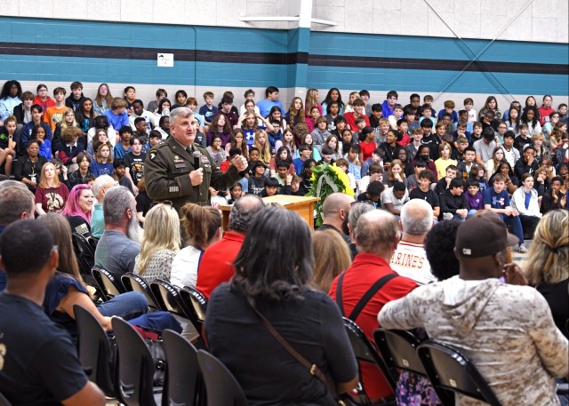 Aviation and Missile Soldiers visit local schools to celebrate Veterans Day