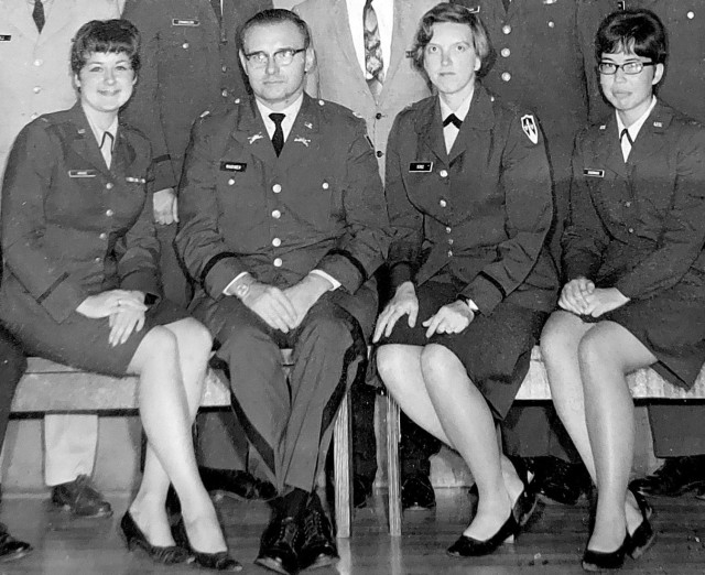 Retired Maj. Karen King-Johnson (center) graduates from the Defense Information School in 1968. She recently shared her experiences in Vietnam.