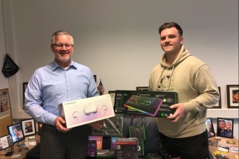 VILSECK, Germany- U.S. Army Spc. Timothy W. Olson demonstrated exceptional skills in the Soldier Showdown V gaming tournament and won a trip to Frisco,...