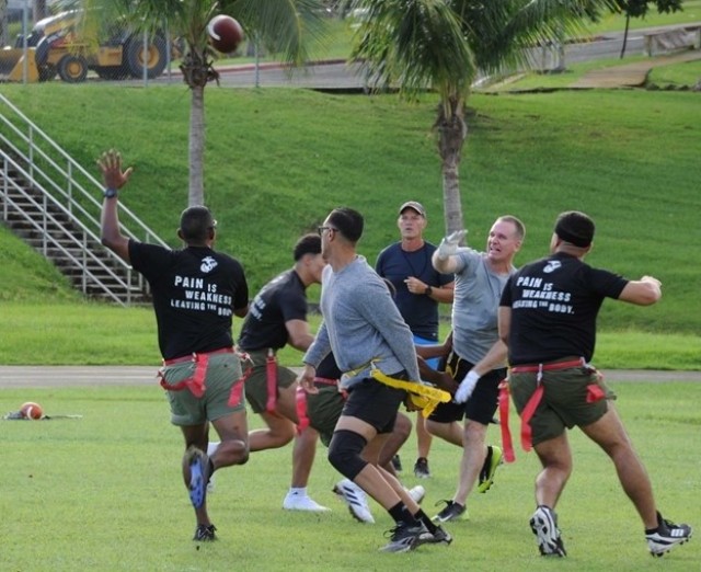 Army/Navy/Marines Football match in the Caribbean