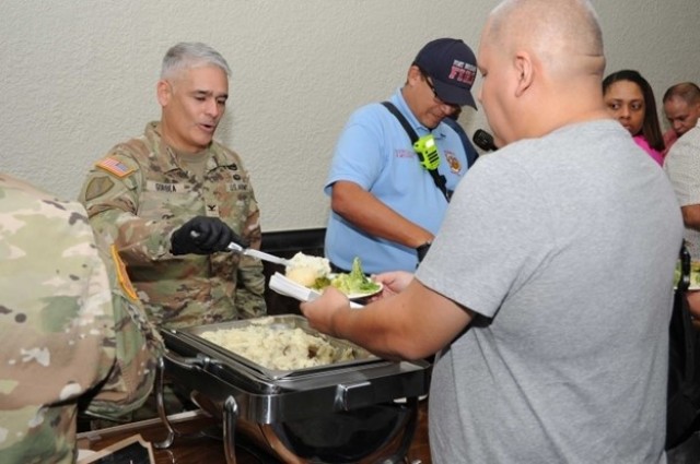 Soldiers at Fort Buchanan celebrate Thanksgiving.