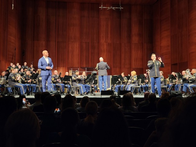Broadway star, Christopher Jackson, performed with The U.S. Army Concert Band and The U.S. Army Chorus at the Hylton Performing Arts Center in Manassas, Virginia on November 4, 2023. The performance included songs from the critically acclaimed musicals In the Heights and Hamilton along with a selection of patriotic songs.