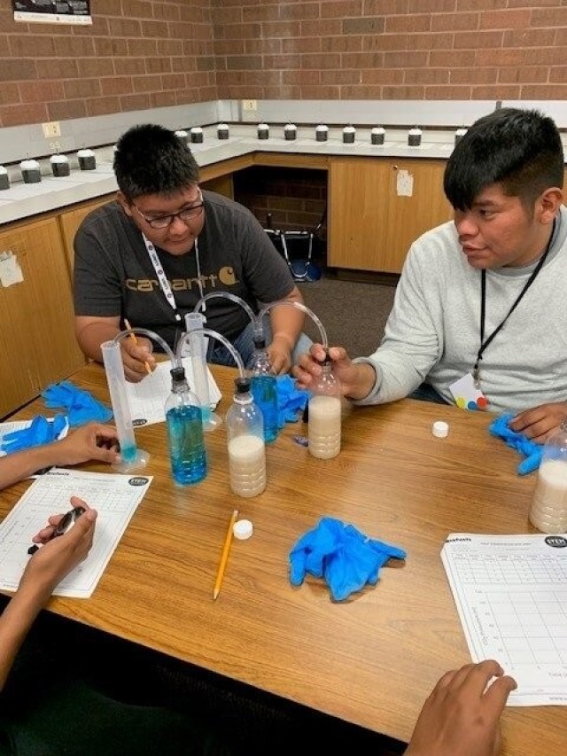 Navigate the Future Program students work on lessons from Amino Labs, which introduced them to Biotechnology, research methods and lab safety.
