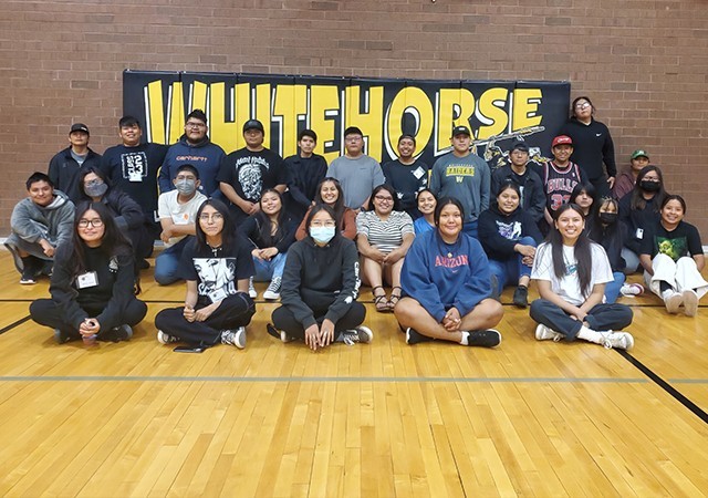 Navigate the Future Program students at Whitehorse High School pose for a group photo after an eventful robotics competition.