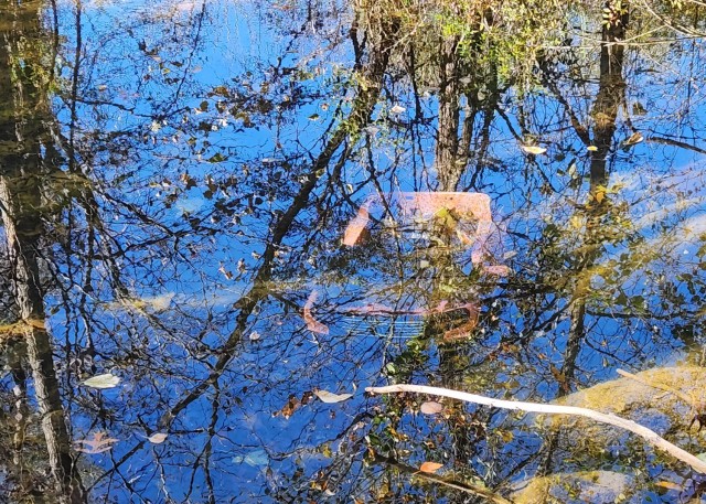 A child’s toy car is found submerged in one of the installation’s tributaries during a November inspection. Debris, such as this, can cause pollutants to leach into Missouri’s waterways.