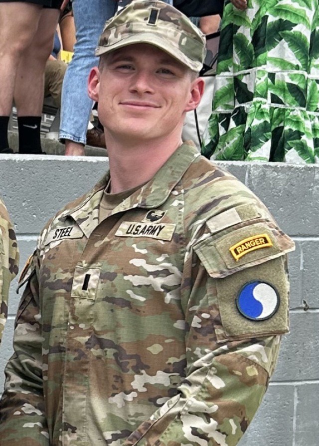 Virginia National Guard 1st Lt. Gavin Steel, 1st Battalion, 116th Infantry Regiment, 116th Infantry Brigade Combat Team, shown in Fort Moore, Georgia, after he completed Ranger School in 2021. Steel traces his Native American heritage through his grandmothers.