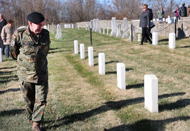 German liaison officers visit Fort Knox cemetery to remember POWs for National Day of Mourning