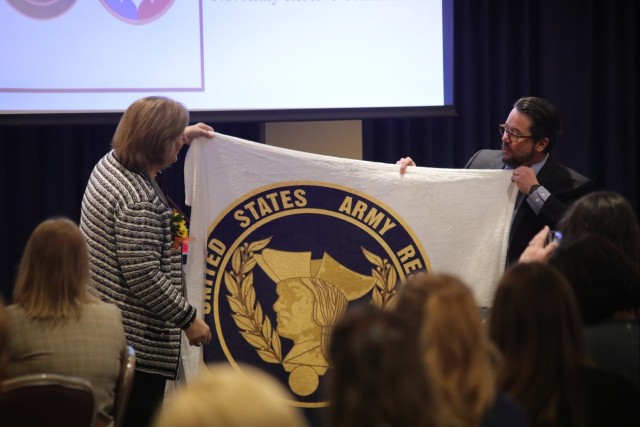 Human Resources Director Karen Kohn celebrates her career at retirement ceremony at Fort McCoy