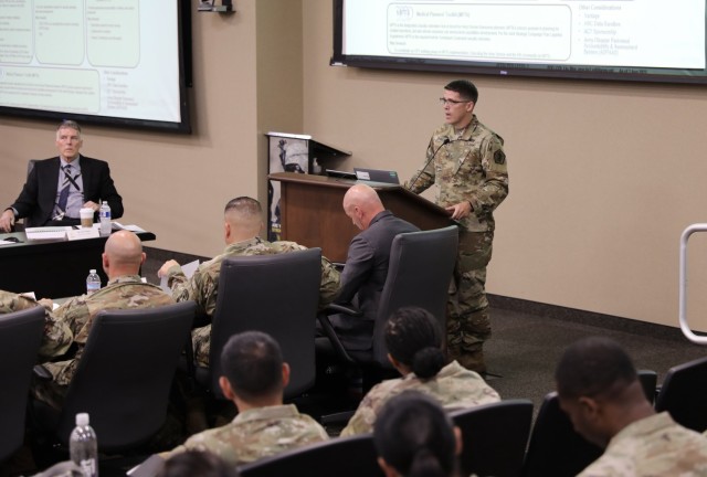 IN SYNC:
Brig. Gen. Greg Johnson, the Army’s adjutant general of Army Human Resources Command, speaks to Army leaders, Soldiers and civilians for force-manning discussions at the Army People Synchronization Conference, Aug. 7-10, 2023, at Fort Knox, Kentucky. 
