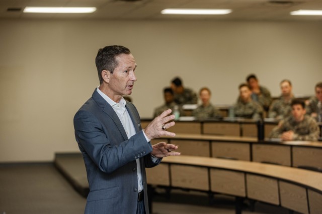 Cadets gathered in class to participate in the 2023 FBI Negotiations Lecture conducted by Kyle Vowinkel, senior lecturer at Cornell University and former FBI assistant special agent in charge Nov. 17 at the U.S. Military Academy.