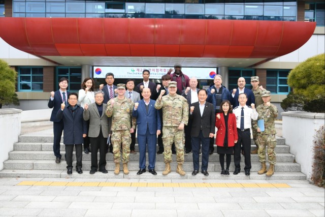 Dongducheon City Mayor Park Hyeon-deok and U.S. Army Garrison (USAG) Yongsan-Casey Commander Col. Lloyd Brown co-chaired the second Korean-American Cooperation Council hosted at Dongducheon City Hall, Dec. 6. (Photo curtesy by Dongducheon City)