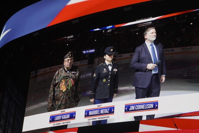 Chicago Blackhawks NHL team honor Army Reserve Soldier