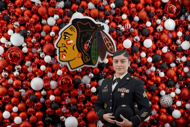 Chicago Blackhawks NHL team honor Army Reserve Soldier