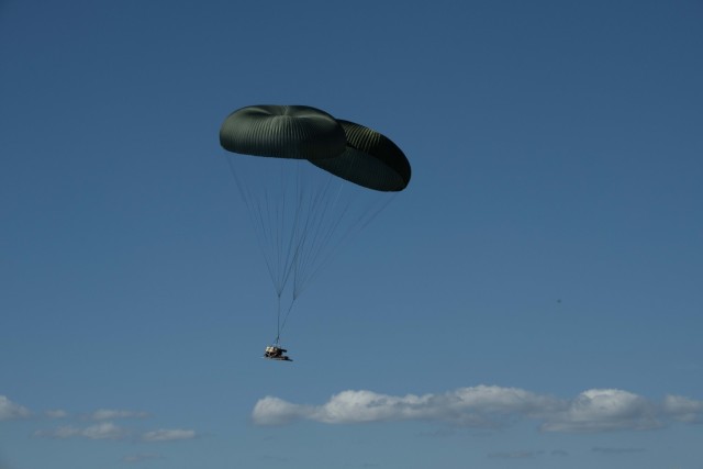  Airborne Soldiers drop test new Small Multipurpose Equipment Transport