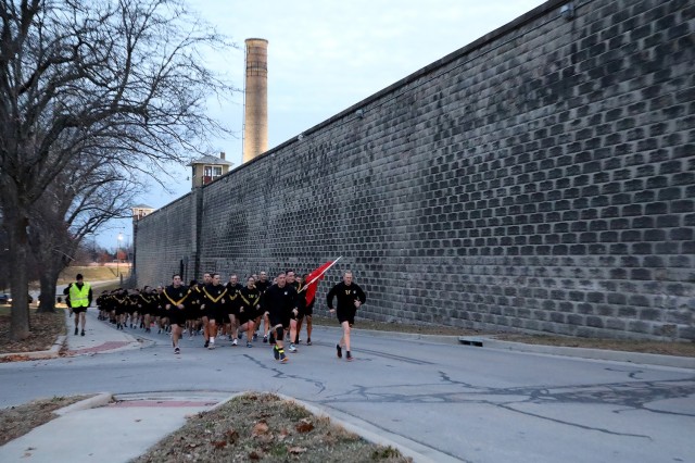 Combined Arms Center-Training Deputy Commanding General Brig. Gen. Scott Woodward and CAC-T Senior Enlisted Advisor Sgt. Maj. Chris Kohunsky lead Soldiers from CAC-T headquarters and subordinate organizations on a group run Dec. 15 at Fort...