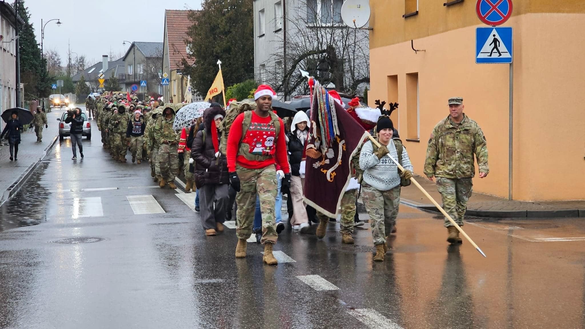 Soldiers of the 47th Brigade Support Battalion, 2nd Armored Brigade Combat Team, 1st Armored Division take part in the annual "Pioneer Rush" ruck march, Dec. 19, 2023. This year's iteration saw Soldiers delivering gifts to children in...