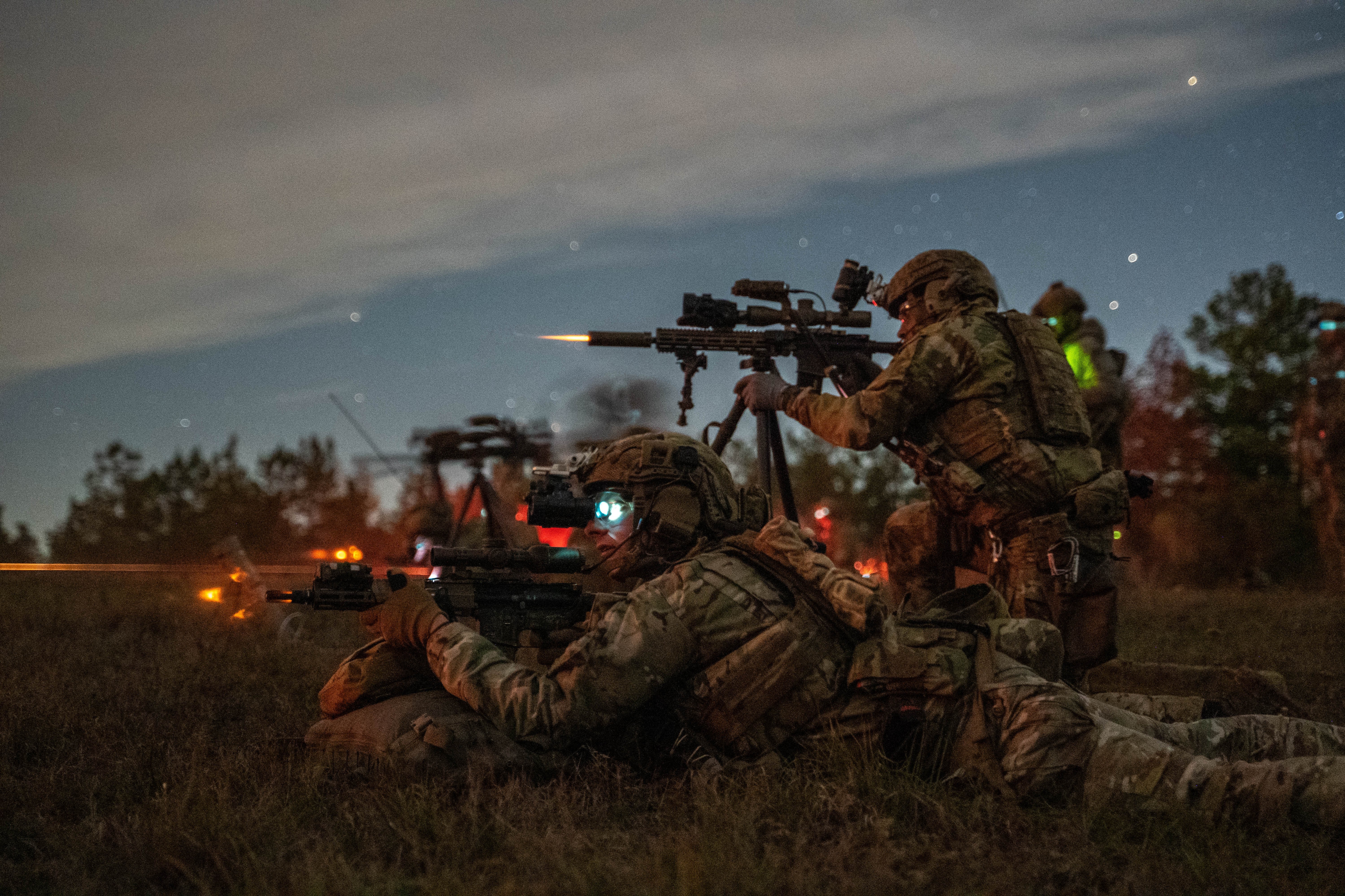 Rangers assigned to the 75th Ranger Regiment conduct a live fire training exercise at Fort Johnson, Louisiana on Dec. 3, 2023. The 75th Ranger Regiment is the U.S. Army's premier special operations direct action raid force, and train...