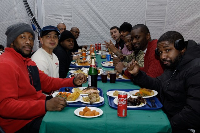 3rd Infantry Division Artillery Soldiers enjoy a Christmas meal in Latvia