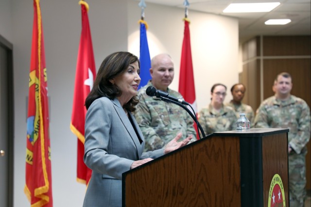 NY Gov. Kathy Hochul visits New York National Guard headquarters