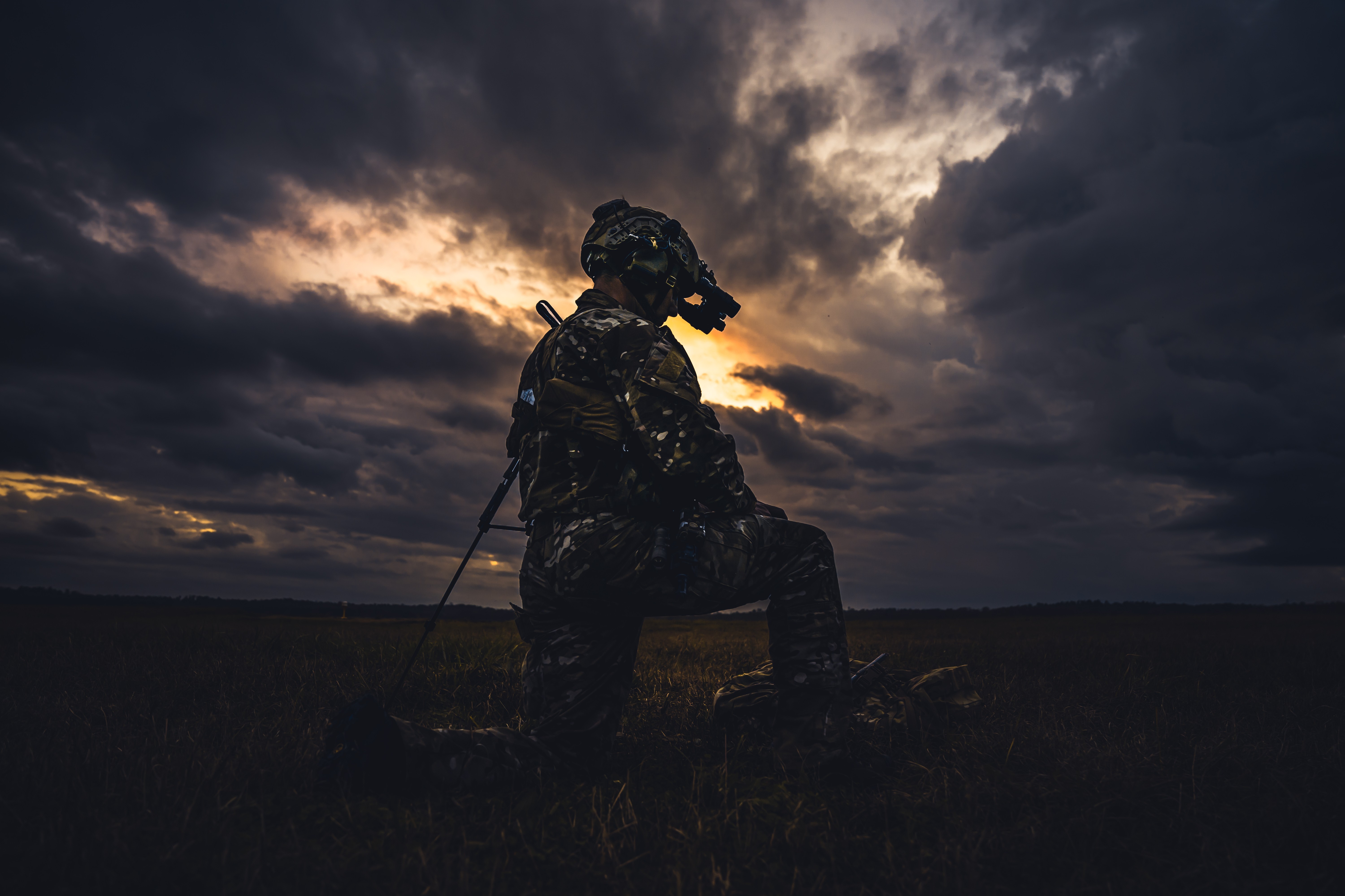 A Ranger assigned to the 75th Ranger Regiment controls the drop zone during airfield seizure training at Fort Moore, Ga. on Dec. 9, 2023. The 75th Ranger Regiment is the U.S. Army's premier special operations direct action raid force, and...