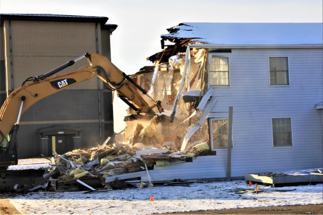 Continued building demolition in Fort McCoy’s 1600 block makes way for more transformation by construction