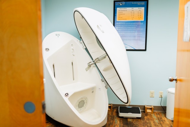 The Bod Pod equipment is located inside the Fort Novosel Armed Forces Wellness Center and used as a regular assessment tool for clients.