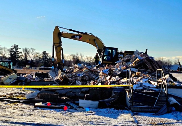 Contractors demolish old Installation Legal Office building at Fort McCoy