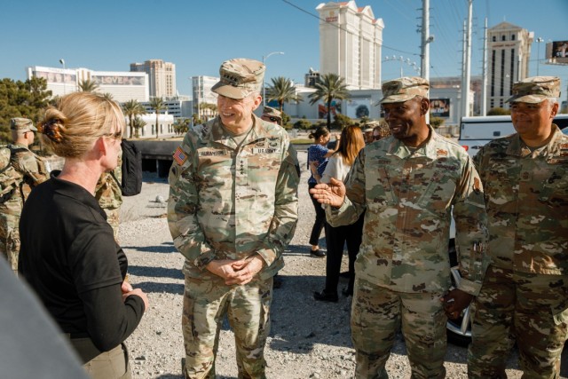 Gen. Daniel Hokanson, chief of the National Guard Bureau, and Maj. Gen. Ondra Berry, the adjutant general of the Nevada National Guard, visit local law enforcement and the 92nd Civil Support Team in Las Vegas Dec. 30, 2023..
