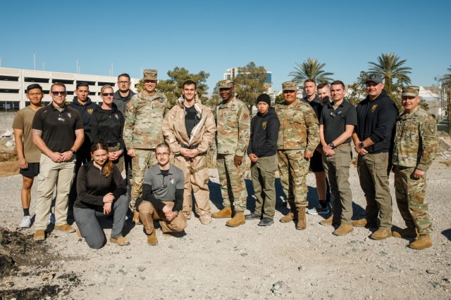 The 92nd Civil Support Team pose for a photo with Gen. Daniel Hokanson, the Chief of the National Guard Bureau, and Nevada Guard leadership in Las Vegas, Nevada, Dec. 30, 2023. Hokanson met with the 92nd Civil Support Team to understand their involvement in New Years Eve celebrations.